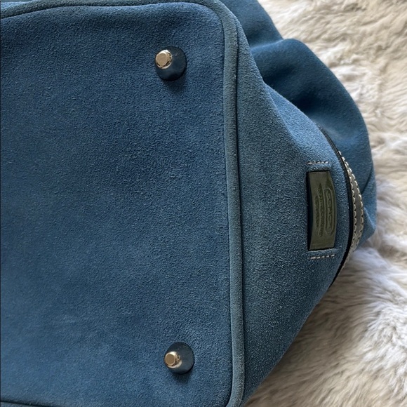 Coach Blue Suede Leather Tote - Picture 11 of 12